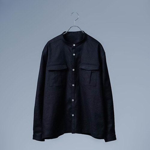 wafu】洗練と快適さに包まれるリネンサファリシャツ リネンソロ