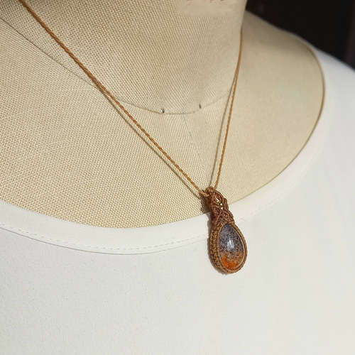 天然石マクラメペンダント ガーデンクォーツ PN338 ネックレス