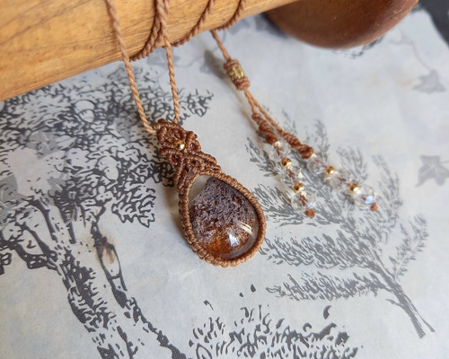 天然石マクラメペンダント ガーデンクォーツ PN338 ネックレス