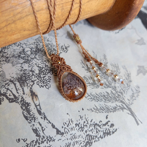 天然石マクラメペンダント ガーデンクォーツ PN338 ネックレス