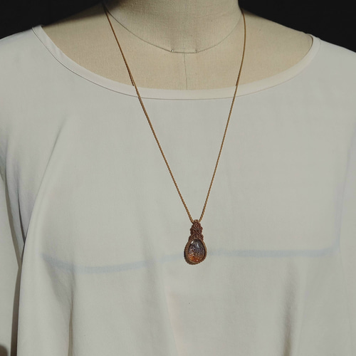 天然石マクラメペンダント ガーデンクォーツ PN338 ネックレス