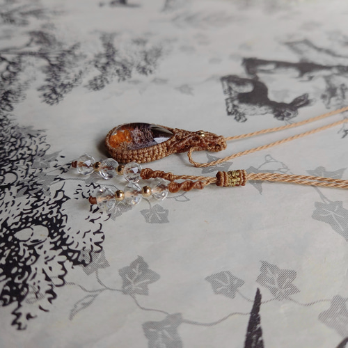 天然石マクラメペンダント ガーデンクォーツ PN338 ネックレス