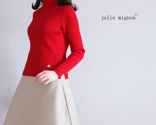 DEMYLEE ニット　タートル　レッド赤 色が選べる◎】エアーウール 細ケーブル柄 タートルニットプルオーバー