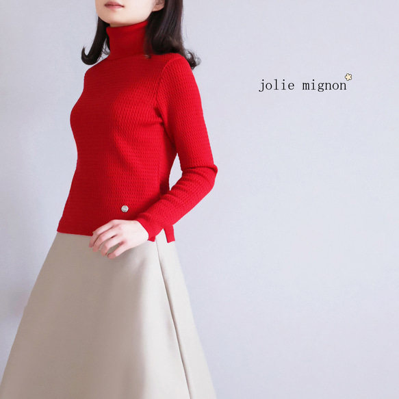 色が選べる◎】エアーウール 細ケーブル柄 タートルニットプルオーバー