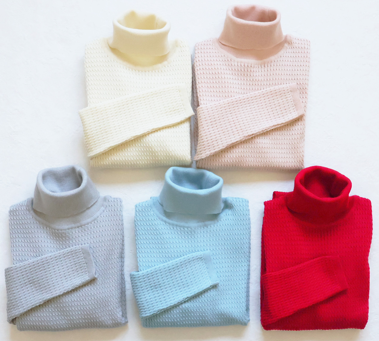 【色が選べる◎】エアーウール 細ケーブル柄 タートルニットプルオーバー【レッド】