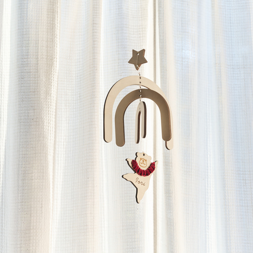 名入れ無料！】木製モビール くま ウッドモビール wooden mobile 雑貨