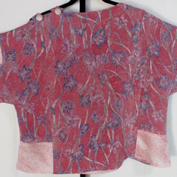 ７４８４　花柄の着物で作ったシャツ　＃送料無料 4枚目の画像