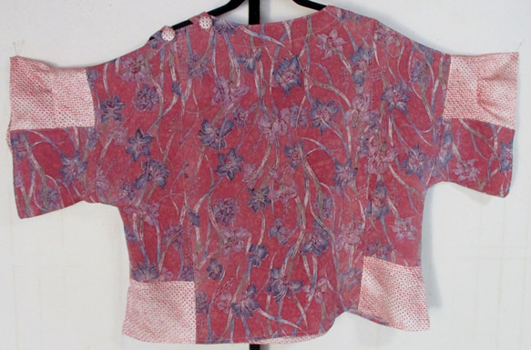 ７４８４　花柄の着物で作ったシャツ　＃送料無料 4枚目の画像