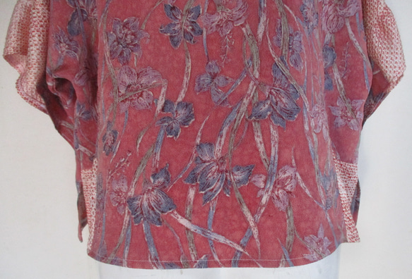 ７４８４　花柄の着物で作ったシャツ　＃送料無料 14枚目の画像