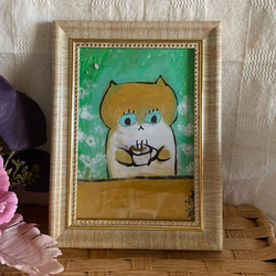 絵画。原画手描【週末、猫ちゃんたちのコーヒーとパンのパーティー】 0ffaa578273c9052310aa9ef1df091