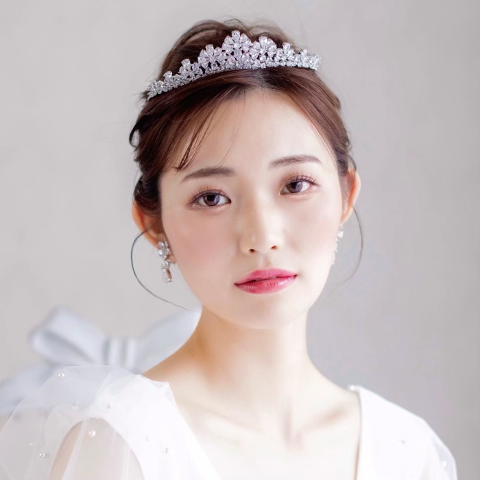 花嫁 マリアージュガーランド/J555 ワックスフラワー オレンジの花のティアラ