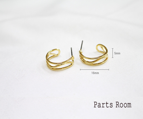 [2 件] 開放式設計線耳環 [銀色] [鈦柱/無扣] -mt-4207 第5張的照片