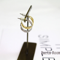 [2 件] 開放式設計線耳環 [金色] [鈦耳/無扣] -mt-4206 第8張的照片