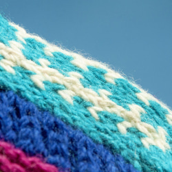 手織りウールニットソックス/ストライプソックス/ウールかぎ針編みストッキング/暖かいウールソックス - 北欧フェアアイルスタイル 8枚目の画像
