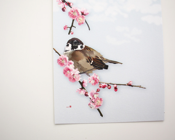 ポストカード単品 すずめ作品「春の初め、うすぐもり」 3枚目の画像