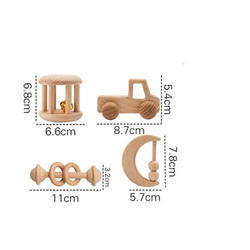 【名入れ無料！】木製玩具 4点セット ラトル ギフト 誕生日 ベビー 歯固め 無垢 知育玩具 木のおもちゃ 出産祝い 4枚目の画像