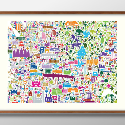 12051アートポスター 絵画 A3サイズ『インド 観光 マップ