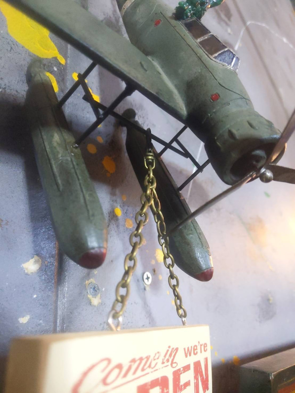 プロペラ機 水上飛行機 模型  OPEN&CLOSED 看板  ハンギングボード  #サインボード  #店舗什器 7枚目の画像