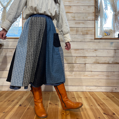 dosa ドーサ リバーシブル パッチワーク オーバースカート