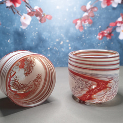 ロックグラス2個セットお正月紅白スパイラルコップNew Year's Rocks Glass Set of 2 1枚目の画像