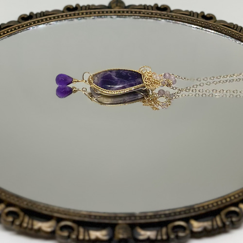 高貴なパープル＊ティファニーストーンとアメジストの14kgfワイヤージュエリー 高貴なパープル＊ティファニーストーンとアメジストの14kgf