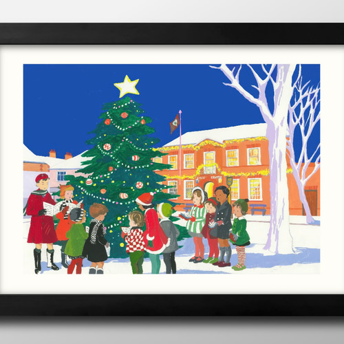 14219アートポスター 絵画 A3サイズ『イギリス クリスマスの