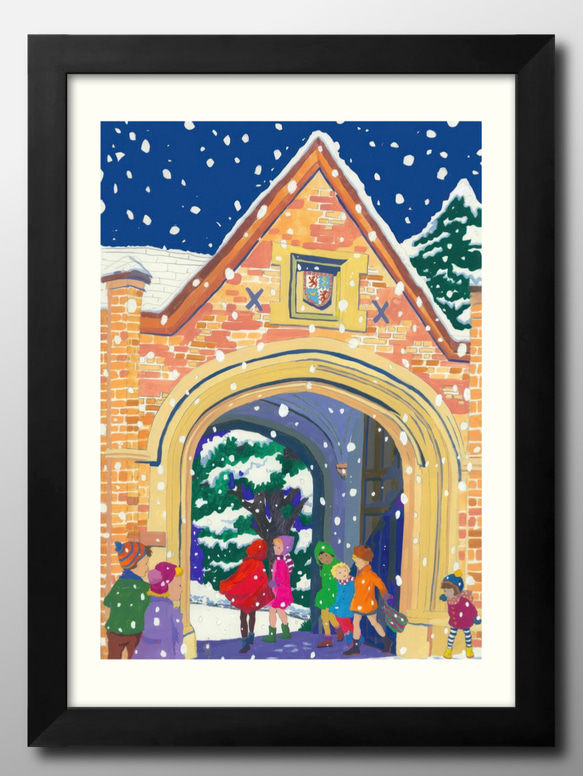 14220アートポスター 絵画 A3サイズ『イギリス 雪の中の子供たち