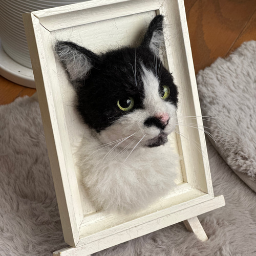 羊毛フェルト。猫。オーダーNo.35 羊毛フェルト猫》 #猫(ねこ)羊毛フェルト オーダー フレーム