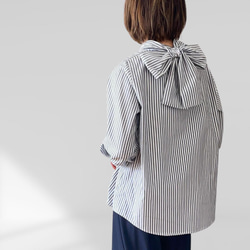 3Way ボウタイブラウス スタンドカラー シャツ リボン ストライプ