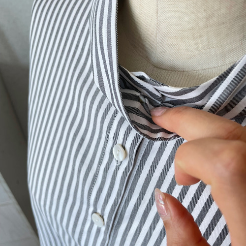 3Way ボウタイブラウス スタンドカラー シャツ リボン ストライプ