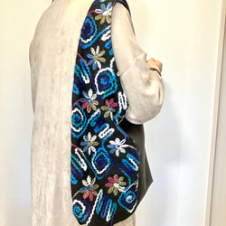 数量限定　ウール刺繍生地×日本製フェイクレザー　ワンショルダートートバッグ　ワンショルダー　 4枚目の画像