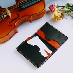 《特集掲載》個性派！【バイオリン】名刺ケース(カード入れ・名刺入れ) 柿渋染め ※袋ラッピング無料 9枚目の画像