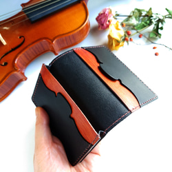 《特集掲載》個性派！【バイオリン】名刺ケース(カード入れ・名刺入れ) 柿渋染め ※袋ラッピング無料 11枚目の画像