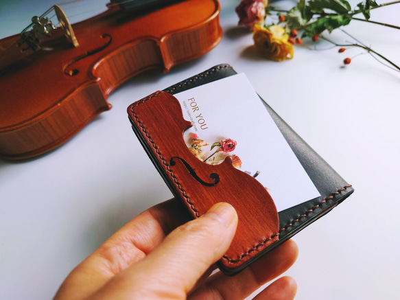 ◆特集掲載【受注制作】個性派！バイオリンの名刺ケース(カード入れ・名刺入れ)◆新年度 2枚目の画像