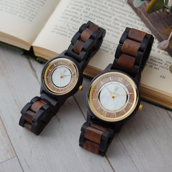 【木製腕時計】EINBAND Anmut マザーオブパール × エボニー＆クルミ 木の時計 ウッド【32mm】 11枚目の画像