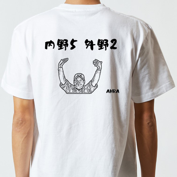 野球系半袖Tシャツ【内野5外野2】おもしろTシャツ　ネタTシャツ 5枚目の画像