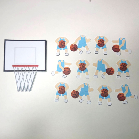 バスケットボール☆色紙・寄せ書き用シール12枚セット☆水色