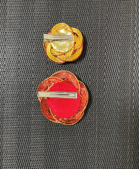 髪飾り　ヘアクリップ　ヘアアクセサリー　ヘア小物　成人式　振袖　水引　ゴールド　赤　きれい　豪華 6枚目の画像