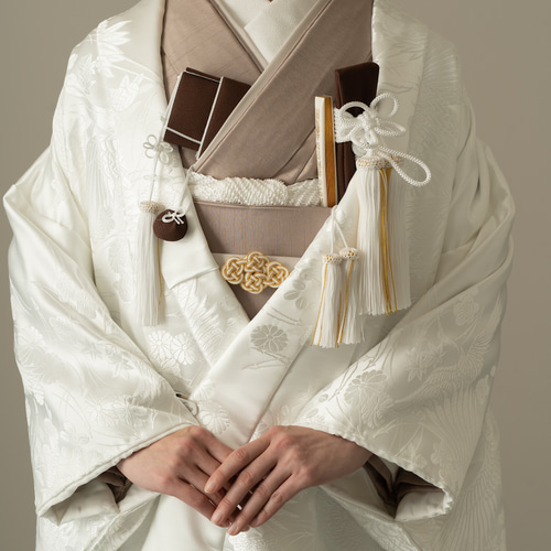 花嫁 ブライダル カフェオレ色 ブラウン系 色掛下小物トータル10点