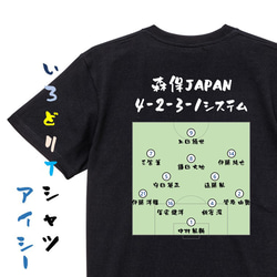 サッカー系半袖Tシャツ【森保JAPAN4-2-3-1システム】おもしろTシャツ　ネタTシャツ 2枚目の画像