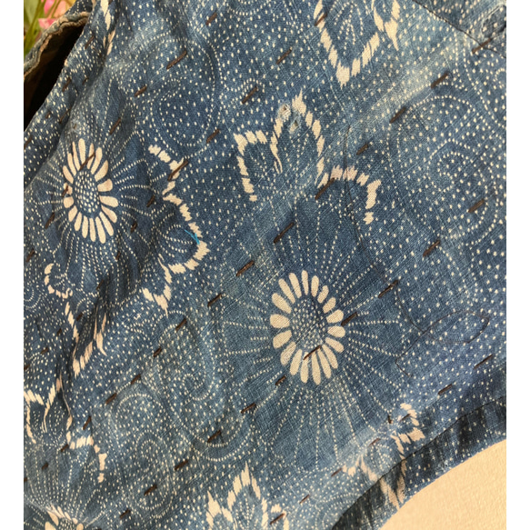 襤褸　絣　型染め　木綿(古布)のベスト　　　　　古布リメイク 4枚目の画像
