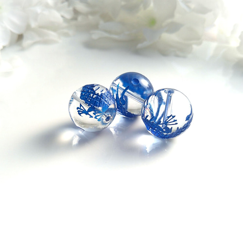 16mm 1個 ヒマラヤ水晶 龍 彫刻 青 手彫り彫刻 四神獣（青龍/五爪皇帝