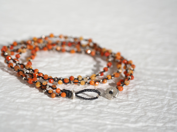 -African･coral- "quadruple" bracelet 4枚目の画像