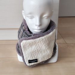 バラクラバ ホワイト 手編み フード付きネックウォーマー 男女兼用