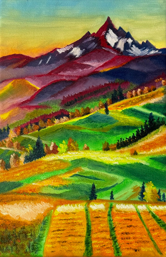 手描き油絵原画-秋の色 5枚目の画像