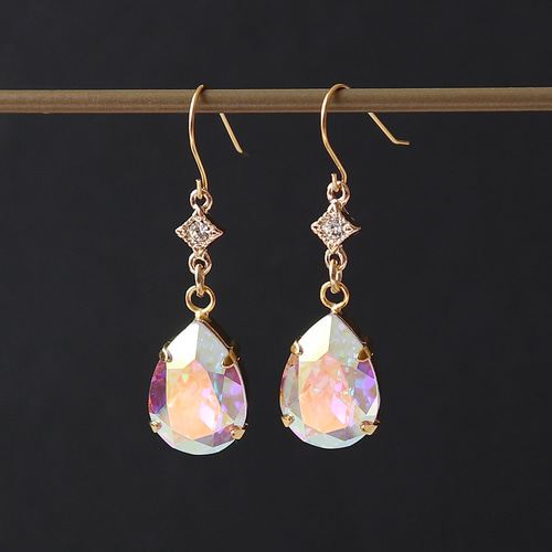 クリスタル クリスタルカラー ペアシェイプ＆ひし形デザイン / 14kgf  