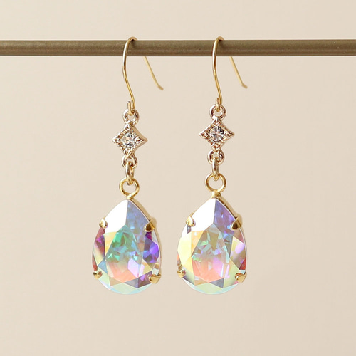 クリスタル クリスタルカラー ペアシェイプ＆ひし形デザイン / 14kgf  