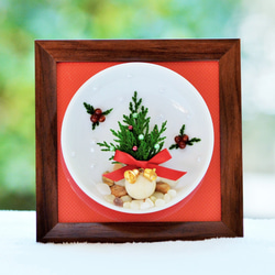 豆皿フレームアート「クリスマスツリー」　クリスマスギフト２０２３ 5枚目の画像