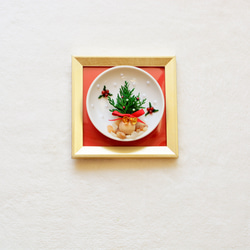 豆皿フレームアート「クリスマスツリー」　クリスマスギフト２０２３ 2枚目の画像