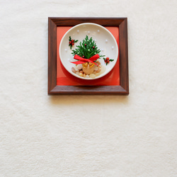 豆皿フレームアート「クリスマスツリー」　クリスマスギフト２０２３ 3枚目の画像